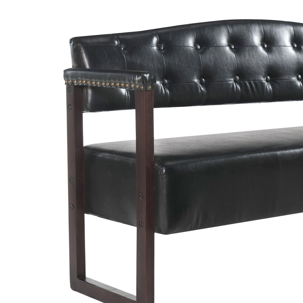 Ludlow Button-Tufted Faux Leather Bench Set