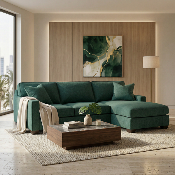 Clifford L-Shaped Sectional Sofa – Made in USA, 9 Fabric Options