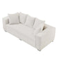 MCM Box Arm Corduroy Upholstered Sofa 89" in white with plush pillows, showcasing mid-century design and cozy comfort.