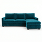 Damon L-Shaped Sectional Sofa – 120" Chaise Sectional in Fabric & Velvet - Hepburn Teal - Fabric (9)