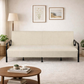 79" Beige Fabric Convertible Futon Steel Sleeper Reclining Sofa in a stylish living room setting.