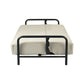 79" Beige Fabric Convertible Futon Steel Sleeper Reclining Sofa in a folded position with black metal frame.