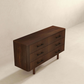 Logan Solid Wood 6-Drawer Dresser – 55” Walnut Bedroom Storage (Mid-Century Modern)