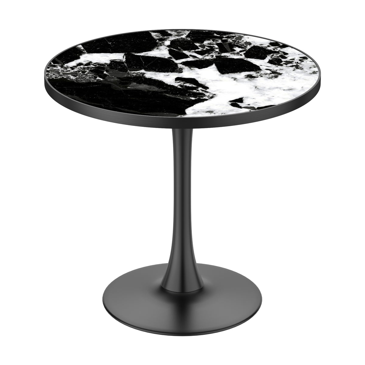 Reuben Tulip Dining Table in Black & White Marble Print