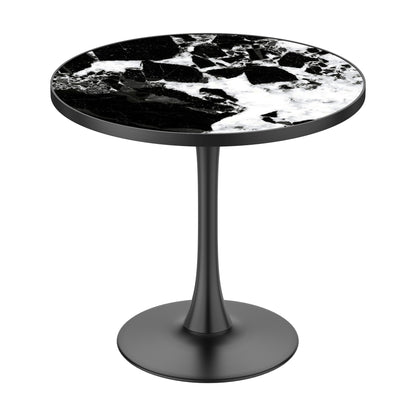 Reuben Tulip Dining Table in Black & White Marble Print