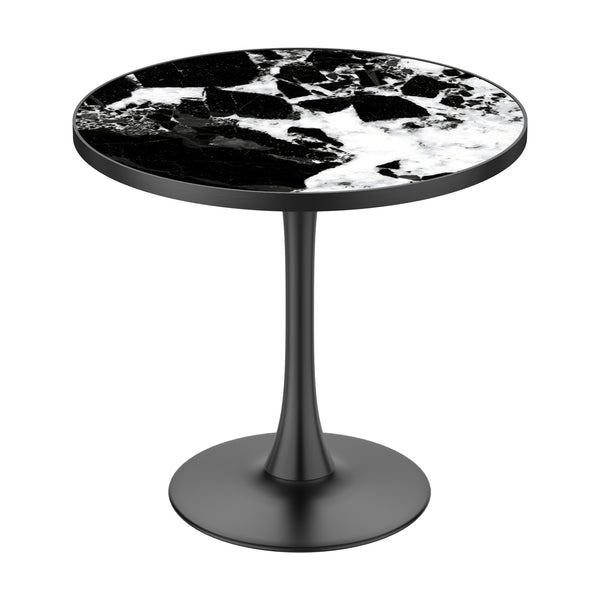 Reuben Tulip Dining Table in Black & White Marble Print