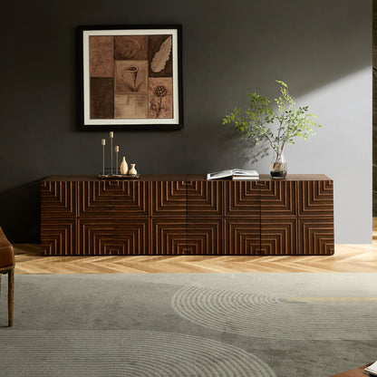 4PCS SET 20.47'' Wooden Side Cabinet with Geometric Embossed Relief Nightstand with 2 Drawers