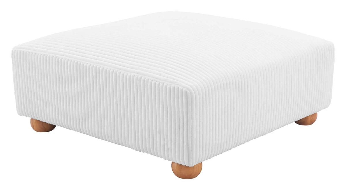Tayte White Corduroy Modular Sectional Sofa 150" – Deep Seat Oversized Couch, stylish white corduroy ottoman.