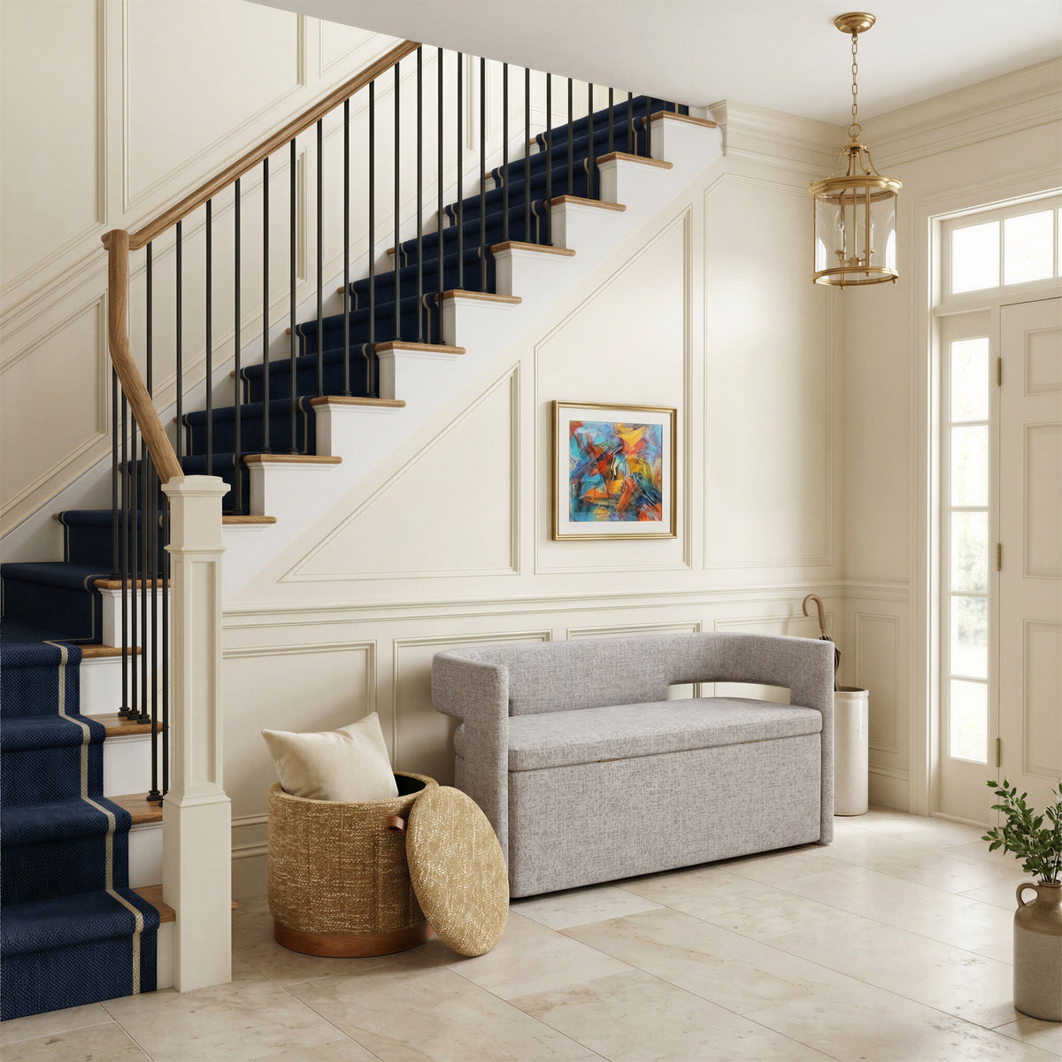 Papua Gray Storage Bench