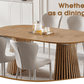 Elegant Extendable Oval Dining Table for 6 with modern wooden finish and stylish chairs in a bright dining room.