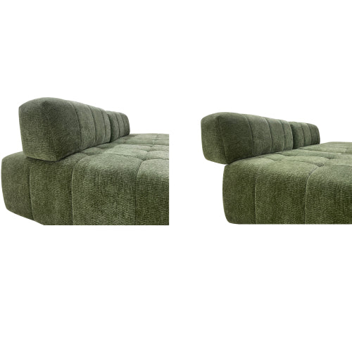 Modern Tufted Modular Sofa 143" – 3-Piece Configurable Sectional Couch (2 Colors) in rich green color close-up