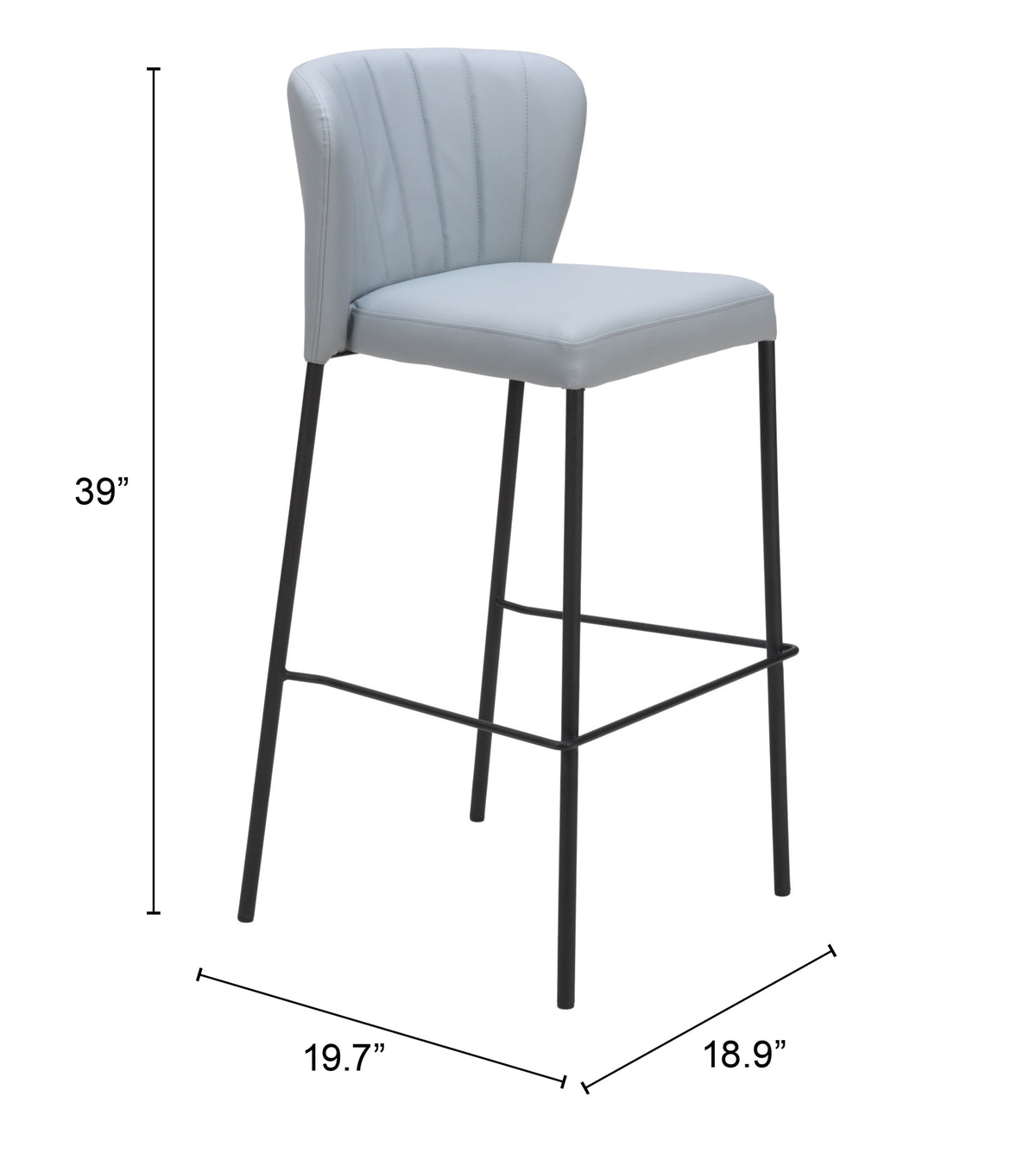 Linz Barstool (Set of 2) in Gray
