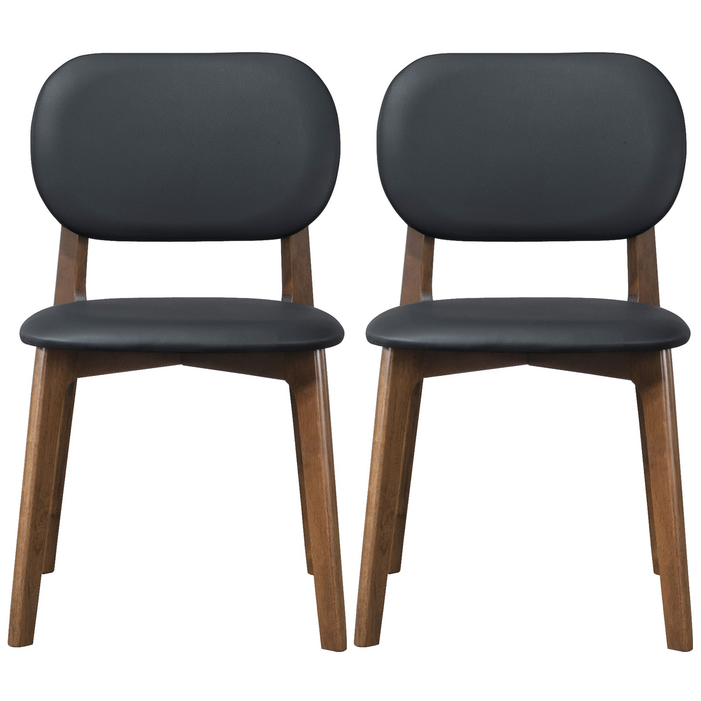 Kelsey Black Faux Leather Dining Chair (Set of 2) – 32" Mid-Century Modern Dining Chairs