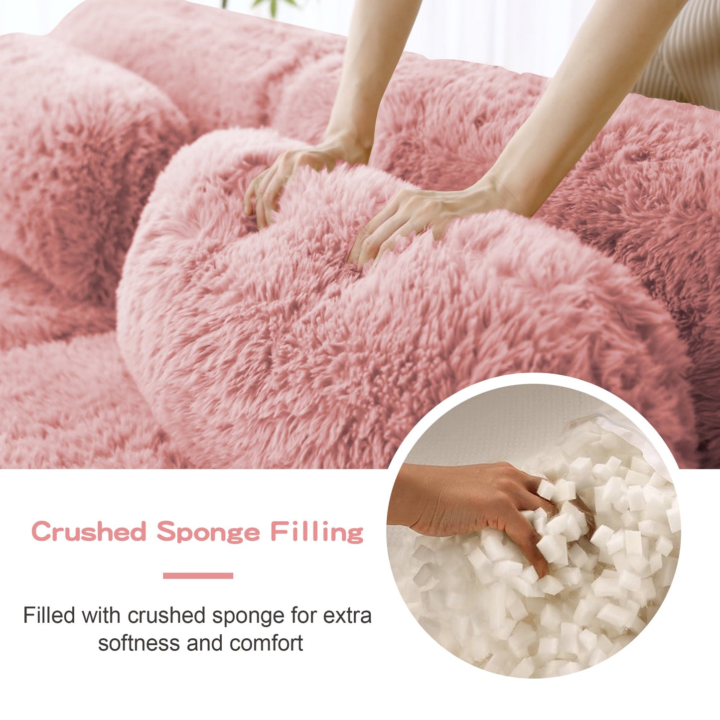 Grayson pink plush modular sofa