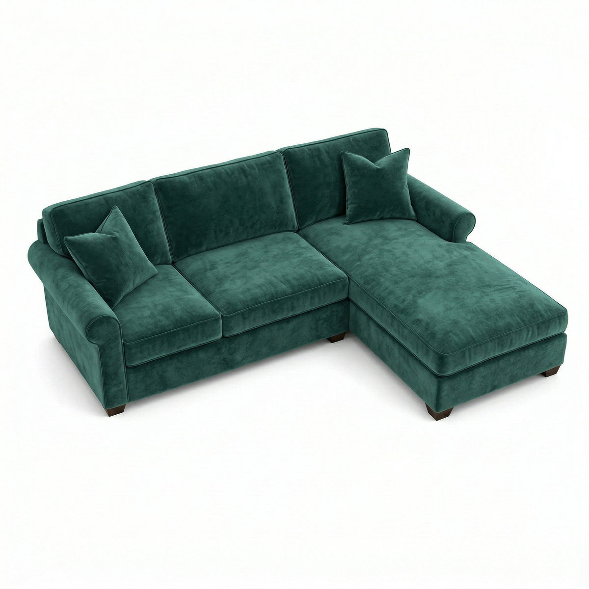 Irlanda Upholstered L-Shaped Sectional – 120" Made-in-USA Sectional Sofa - Velvet Antique Kelly Green - Velvet (5)