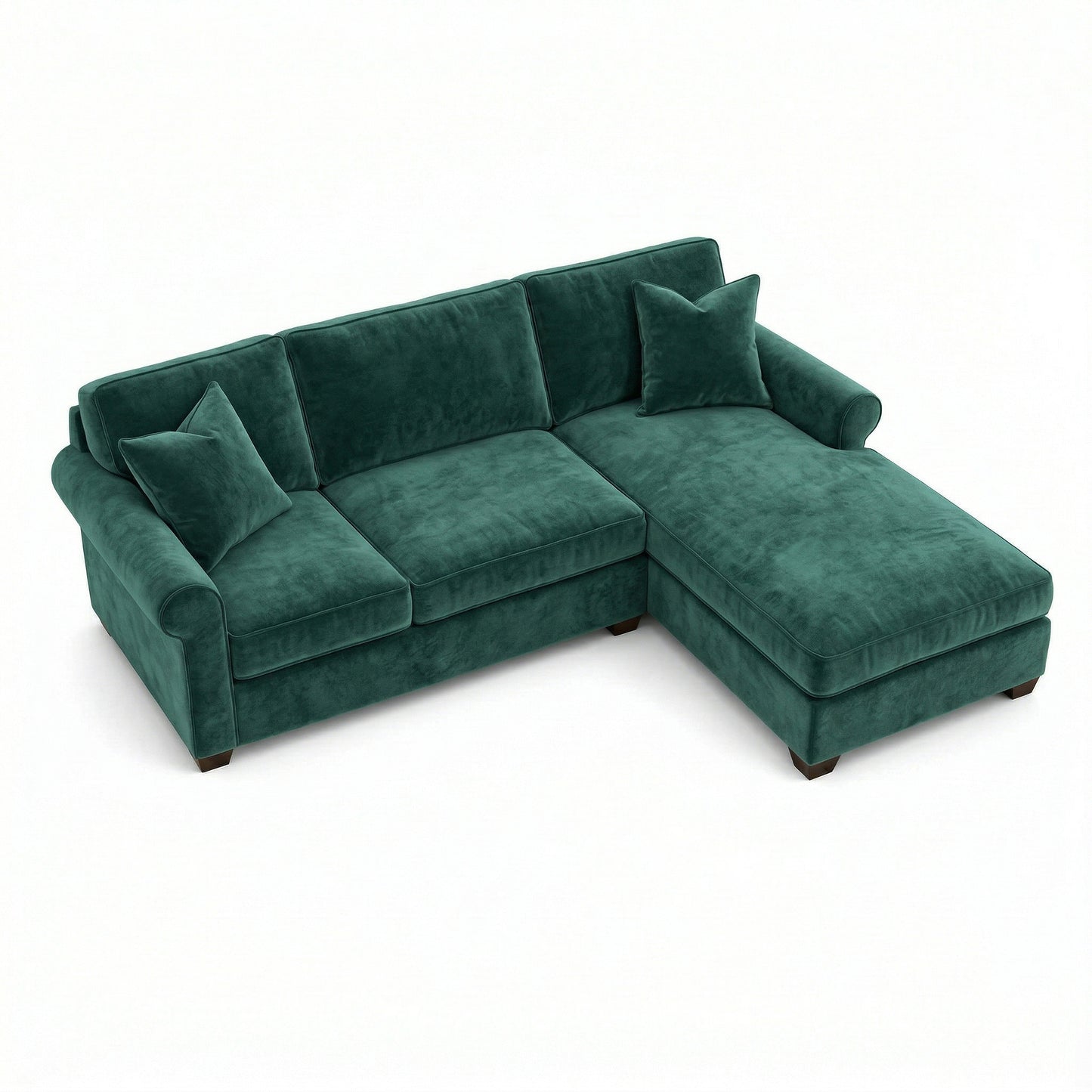 Irlanda Upholstered L-Shaped Sectional – 120" Made-in-USA Sectional Sofa - Velvet Antique Kelly Green - Velvet (5)