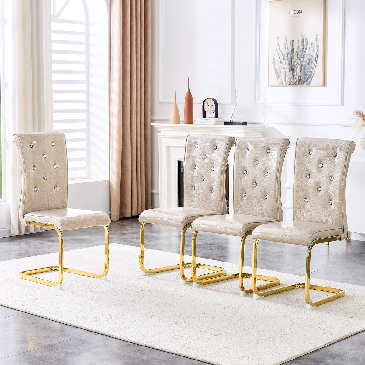 Kinsey Beige, Gold Legs, Set of 4