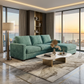 Damon L-Shaped Sectional Sofa – 120" Chaise Sectional in Fabric & Velvet - Hepburn Emerald - Fabric (7)