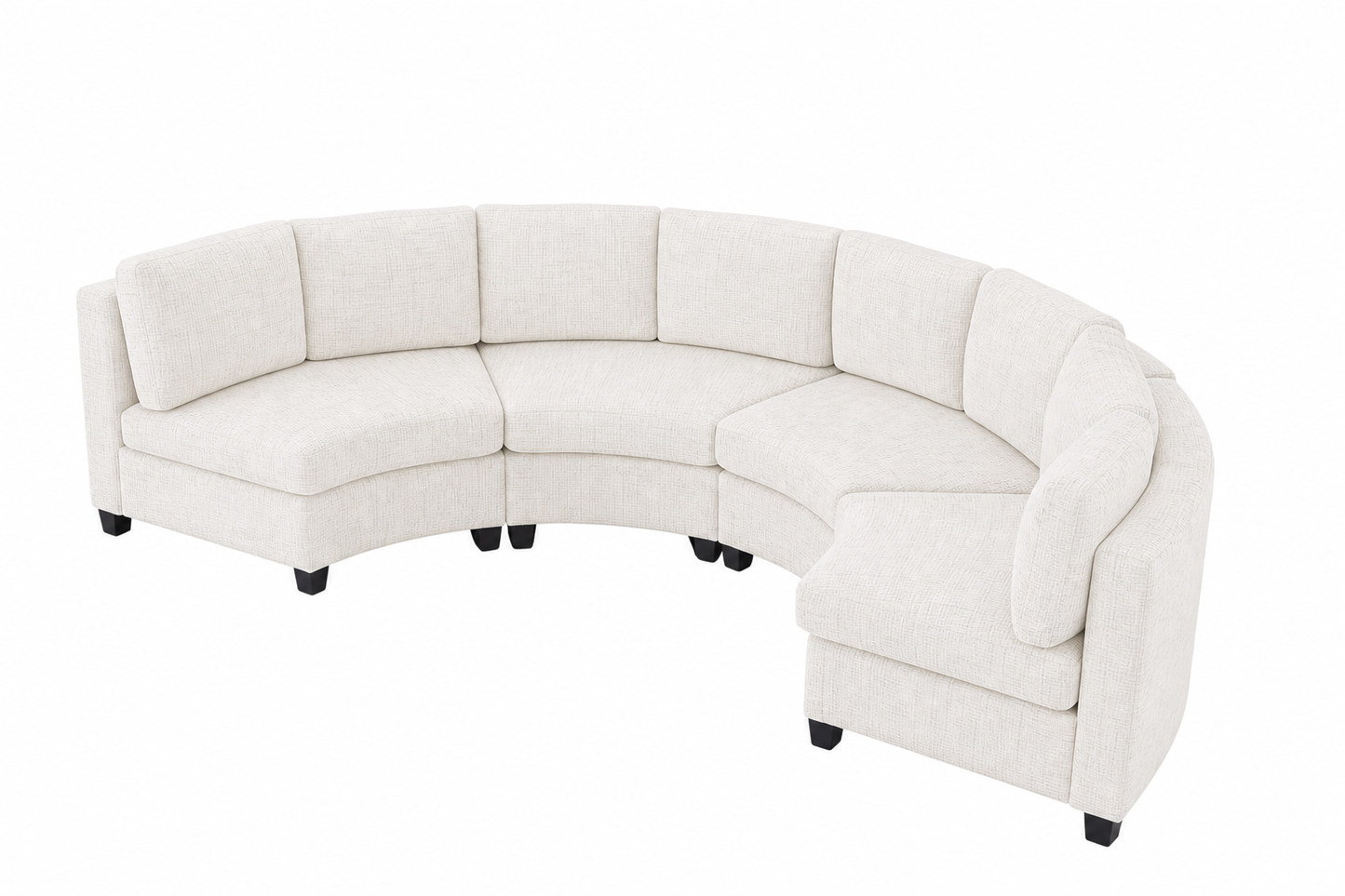 Rosalind Chenille Curved Modular Sectional – 4-Seat Sofa - Beige (9)