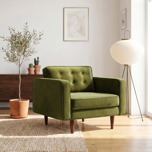 Sillón de terciopelo moderno de mediados de siglo 'Casey' (variedad de colores) 