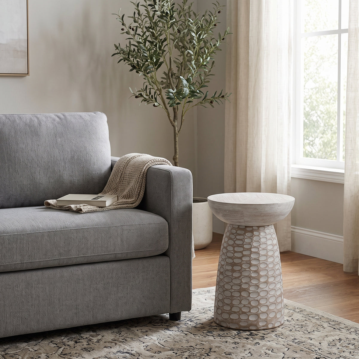 Elmford Mango Wood Accent Table in White