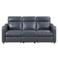 Haddon Navy Faux Leather Power Reclining Sofa