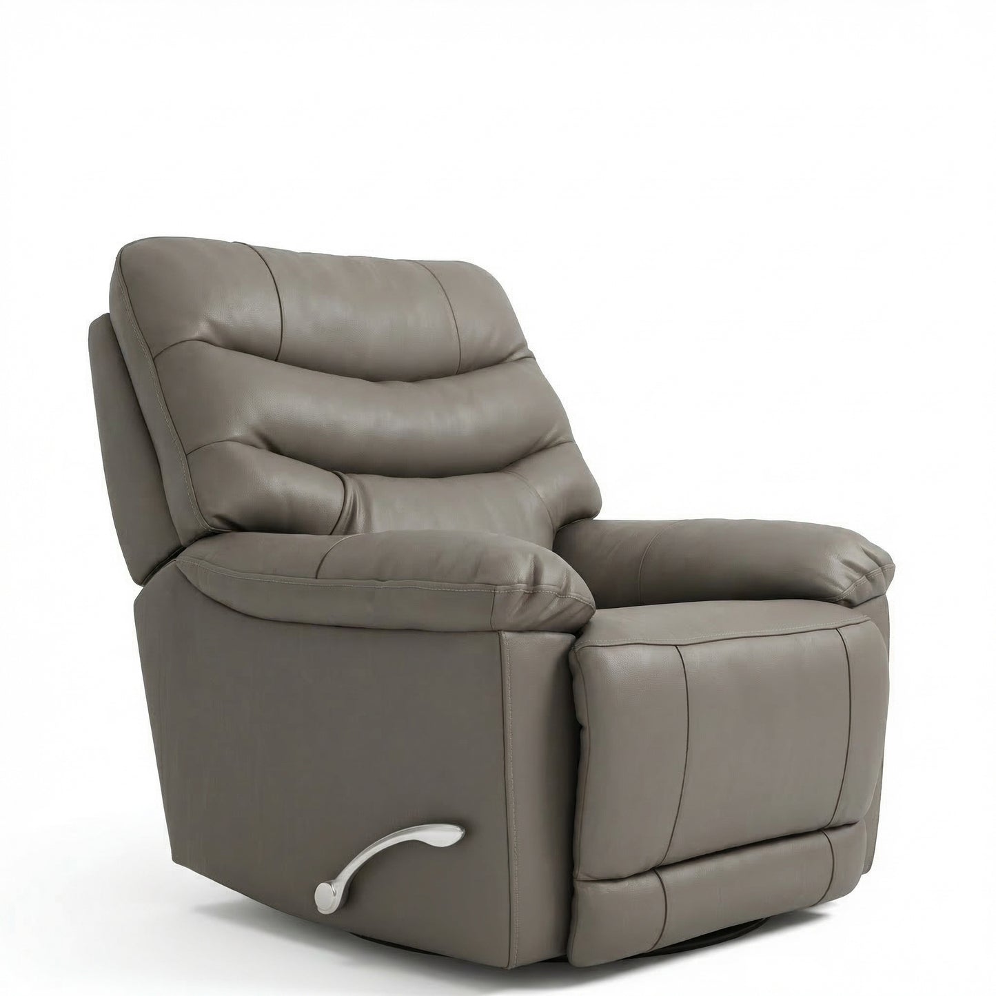 Oslo Light Gray Top Grain Leather Swivel Glider Recliner – 37" Manual Footrest Recliner