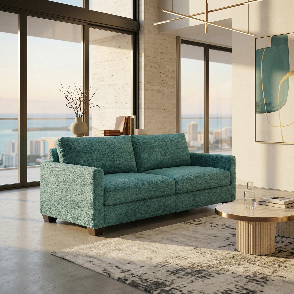 Damon American-Made Sofa – 92" Custom-Fabric Sofa - Hepburn Emerald - Fabric (5)