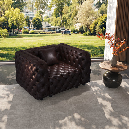 Halden Dark Brown Faux Leather Modular Sofa – 48.4" 1-Seater Sectional Piece