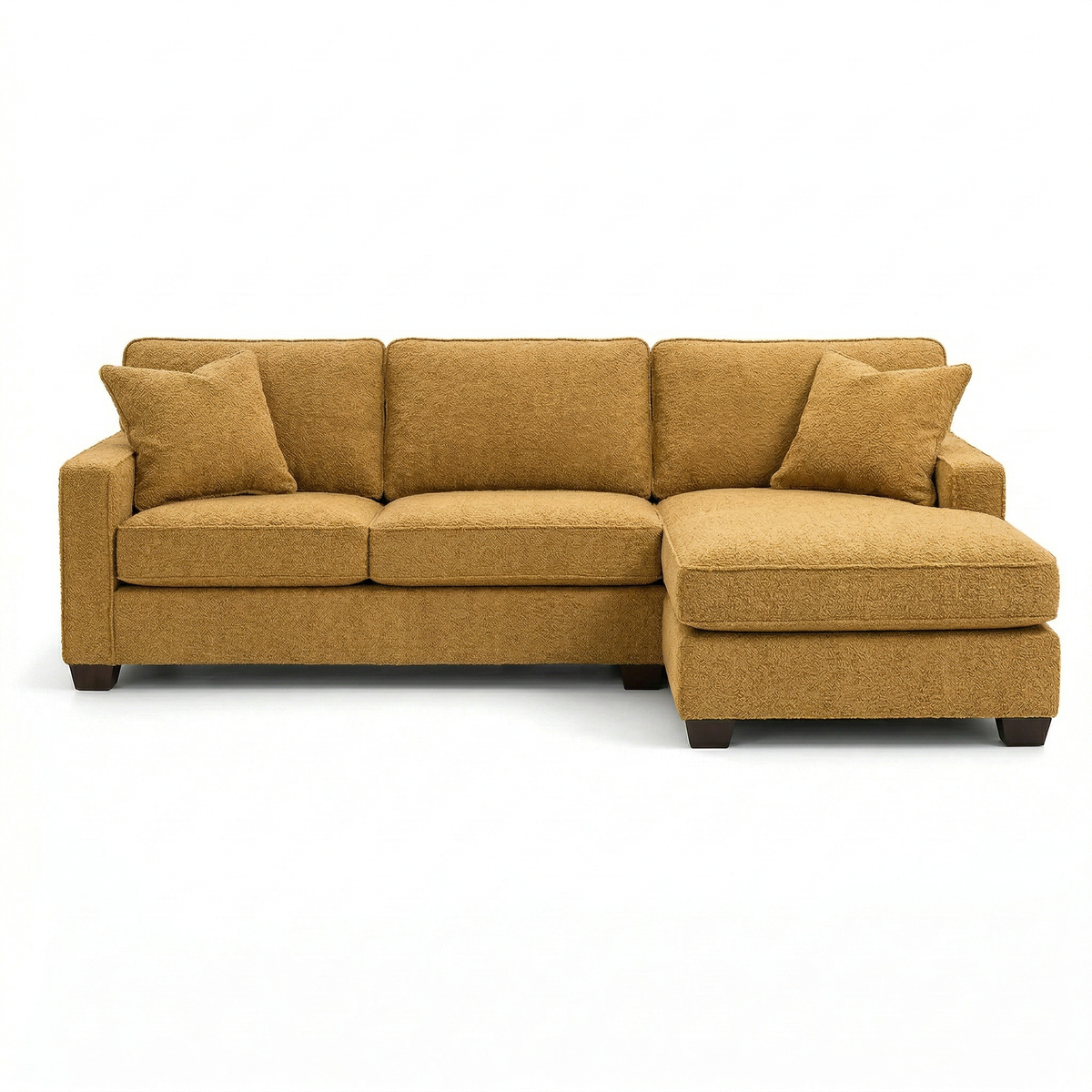 Clifford L-Shaped Sectional Sofa – Made in USA, 9 Fabric Options - Hepburn Chai Tea Yellow Fabric (4)