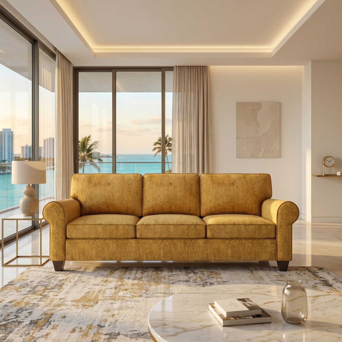 Augusta Sofa – Made in USA, Custom Fabric Options, 83" Classic Design - Hepburn Chai Tea - Fabric (3)