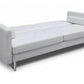 80" White Faux Leather Sleeper Sofa With Silver Legs, stylish and comfortable, perfect for any room decor.