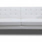 80" White Faux Leather Sleeper Sofa With Silver Legs front view, featuring square arms and modern design.