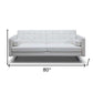 80" White Faux Leather Sleeper Sofa With Silver Legs dimensions 13" H x 80" W x 45" D