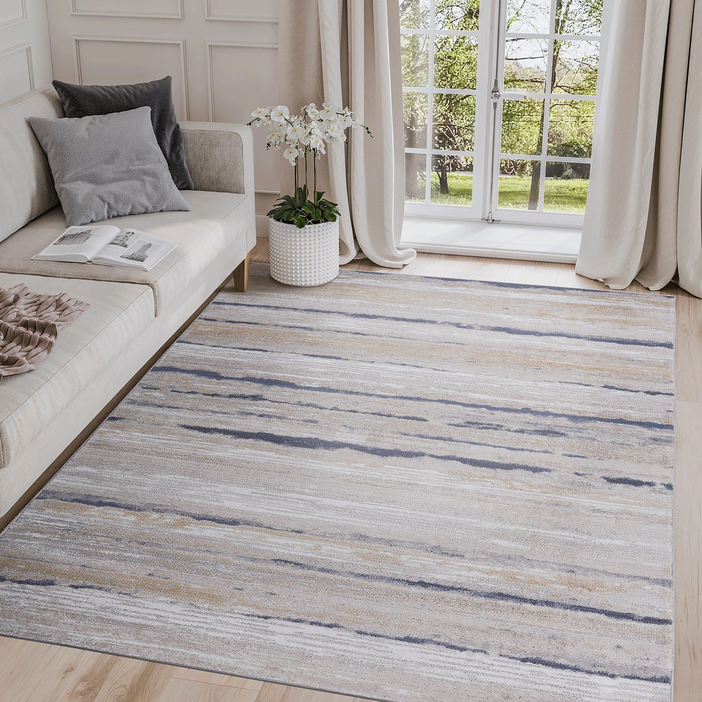 Marchand Ivory Polyester Area Rug