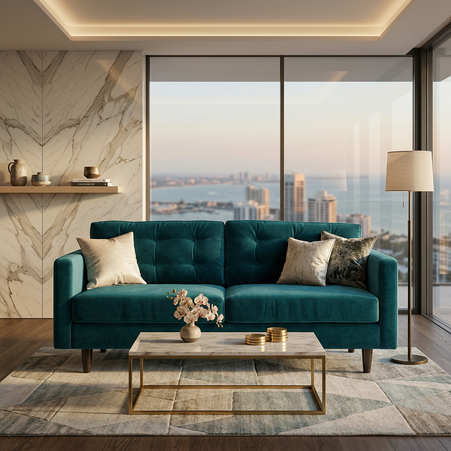 Talmadge Velvet Sofa – 92" Classic American Sofa - Hepburn Teal - Fabric (1)