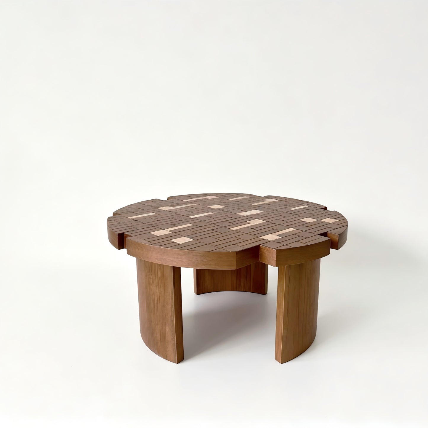 Wrentham Walnut Wood Veneer Round End Table – 31.5" Mid-Century Accent Table