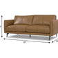 81" Leather Sofa with Black Legs | Modern Leather Living Room Couch dimensions and design features.