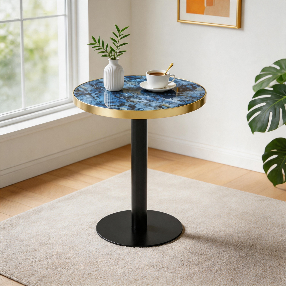 Cosima Round Bistro Table in Black & Blue