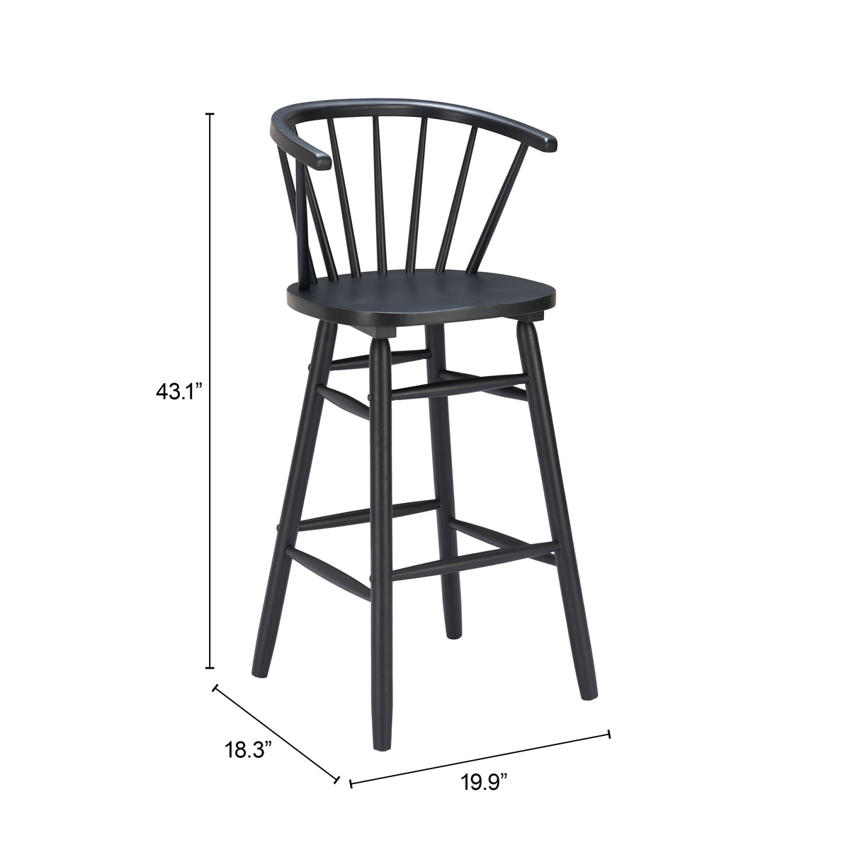 Stenger Barstool (Set of 2) in Black