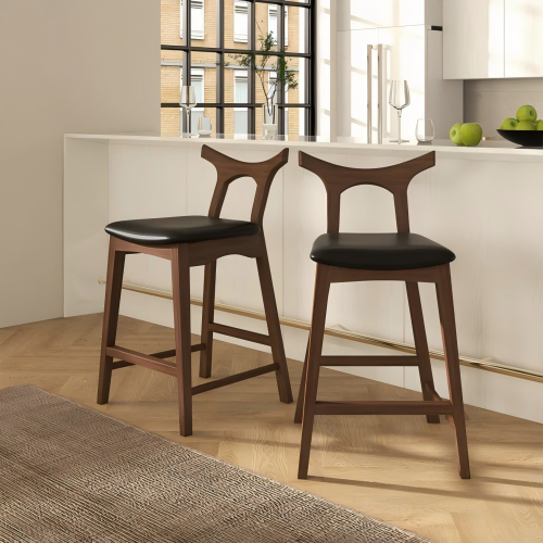 Sillas de bar Mid-Century modernas de madera maciza 'Hester' (juego de 2) 