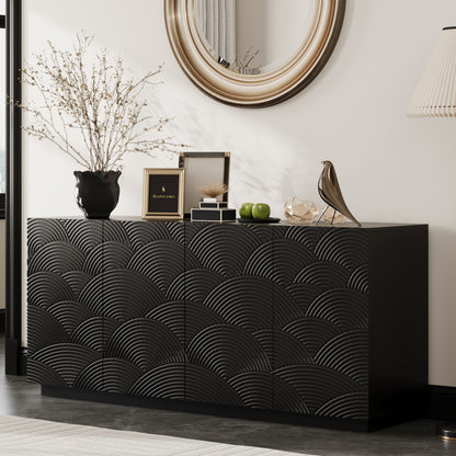 Sideboard Buffet Cabinet, 4 Doors Modern Accent Storage Sideboard