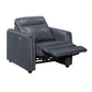 Ardley power reclining sofa, loveseat and chair set in navy faux leather