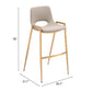 Desi Barstool (Set of 2) in Beige & Gold