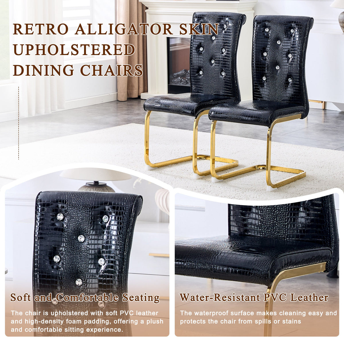 Kinsey Black, Gold Legs, Set of 2