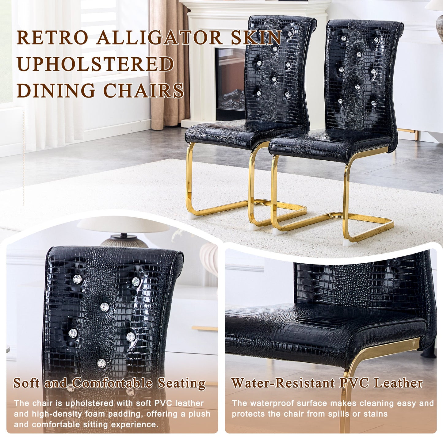 Kinsey Black, Gold Legs, Set of 2