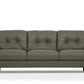 83" Green Leather Sofa With Black Legs featuring soft leather and stylish tufted design.