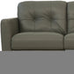 83" Green Leather Sofa With Black Legs featuring soft leather upholstery and modern button-tufted design.