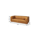 83" Leather Sofa with Solid Wood Frame | Modern Leather Couch (Brn or Blk) in brown with dimensions shown.