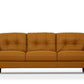 83" Orange Leather Sofa With Black Legs in high-grade leather, featuring plush cushions and stylish design.